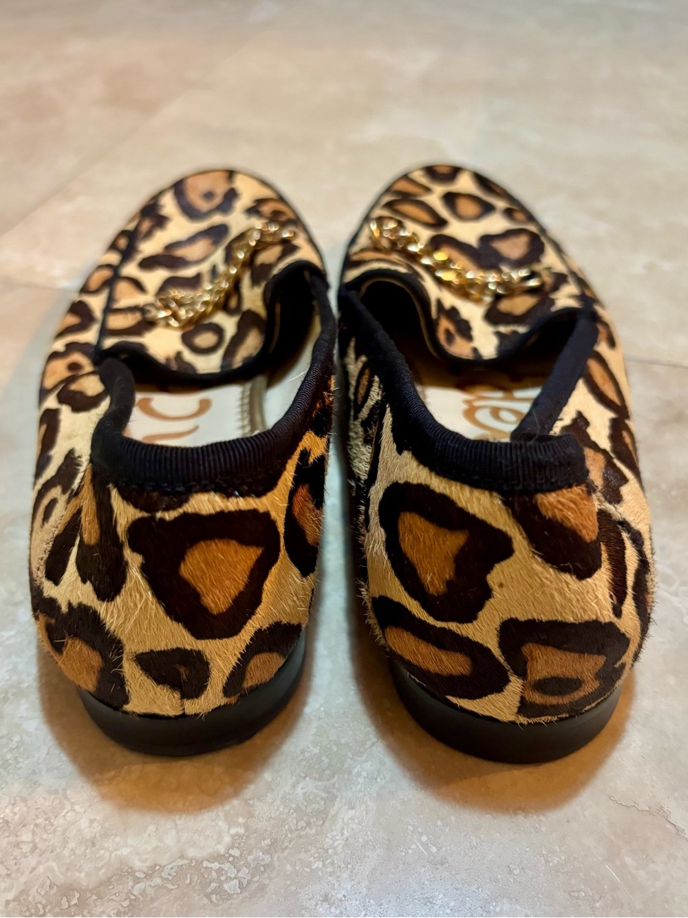 Sam Edelman Leopard Print Chain-Accent Women’s Loafers Tan/Black size 7 Like new - Picture 6 of 6